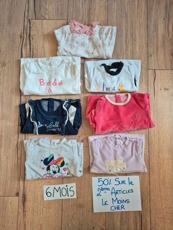🌸 Lot pyjamas bébé fille 6 mois – velours – hiver 🌸