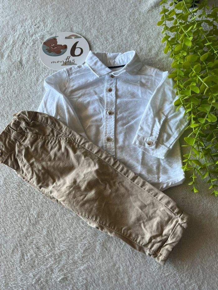 Très belle ensemble chemise chino bébé garçon