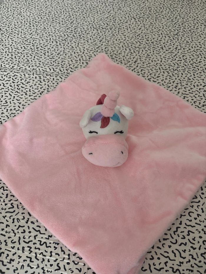 Doudou plat licorne rose