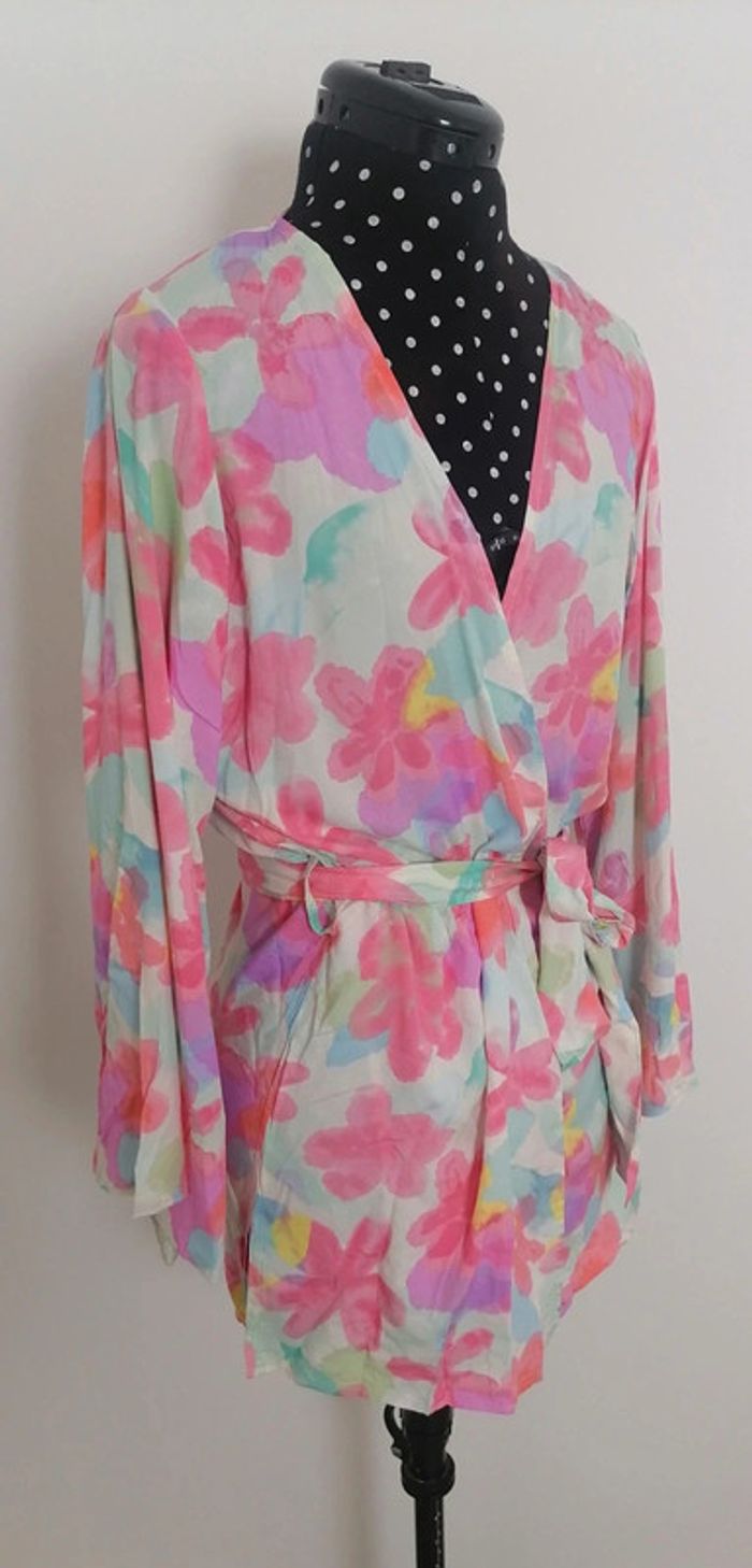 Kimono imprimé floral blanc rose Taille S Undiz - photo numéro 3