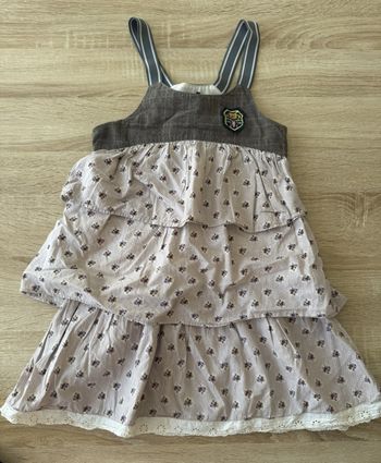 Robe bretelles a volant beige marron 8 ans Ikks