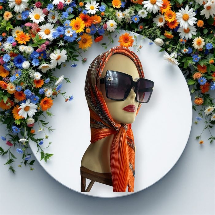 Foulard plissé vintage 100 Jade douche% Silk orange orange hermès - photo numéro 2