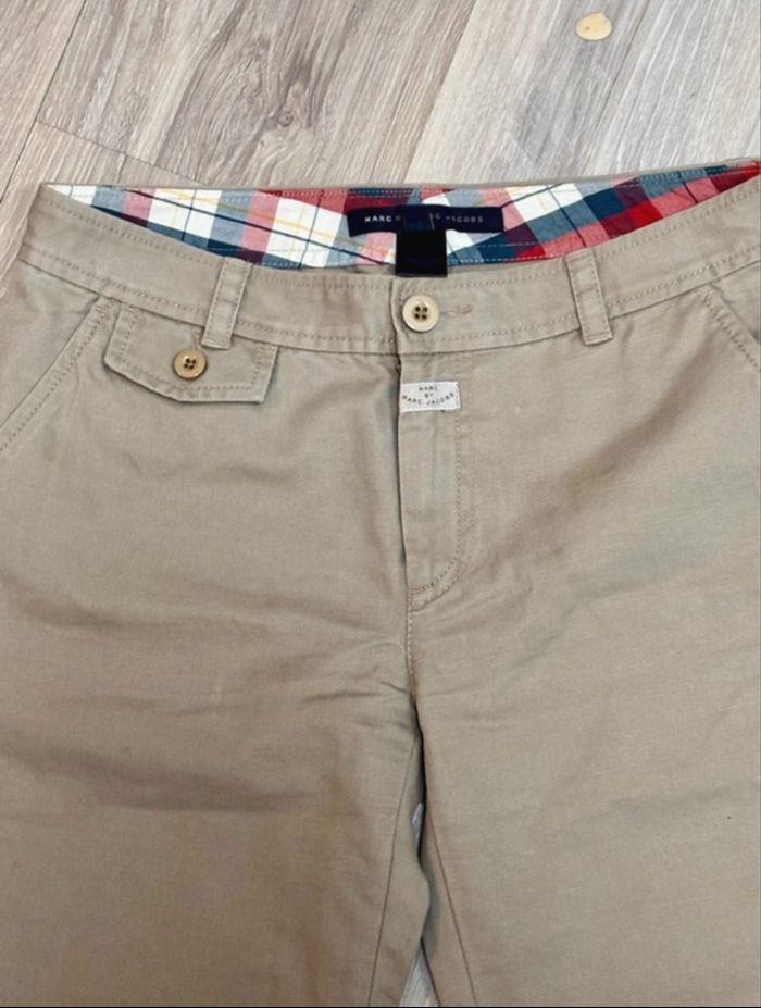 👖 Pantalon Marc by Marc Jacobs – Taille 2 – Beige chic à revers écossais - photo numéro 3