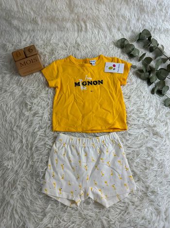 Ensemble short t-shirt P’tit bisou taille 6 mois