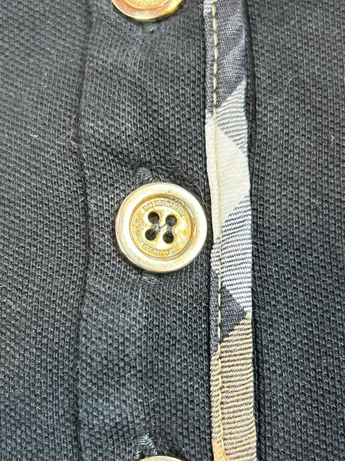 Top, t-shirt Burberry Polo manche longue pour femme Noir logo brodé - Taille XS - photo numéro 4