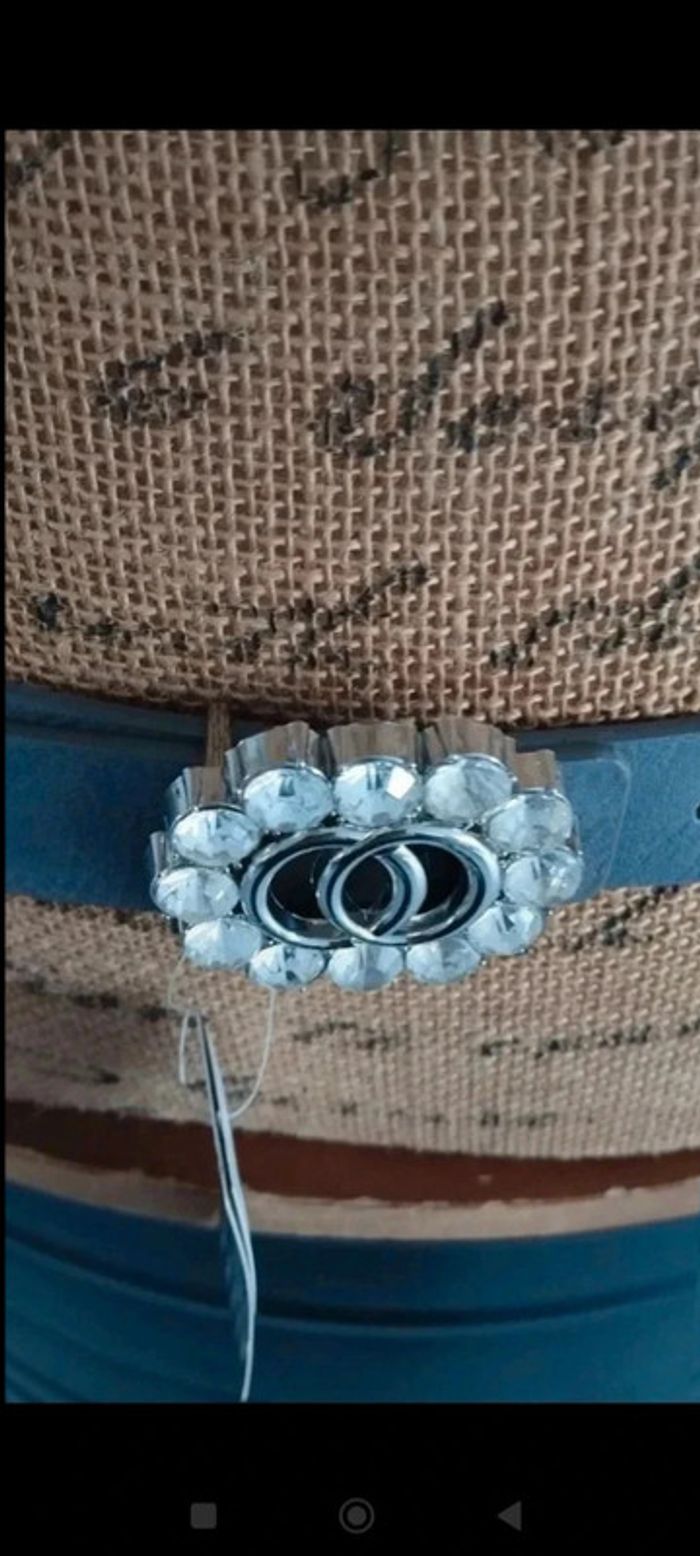 Ceinture grise boucle argenté 90 cm - photo numéro 5