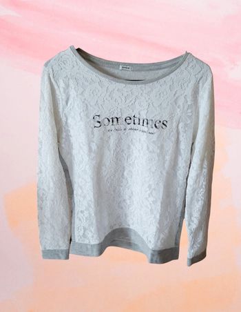 Pull blanc et gris pimkie femme taille S