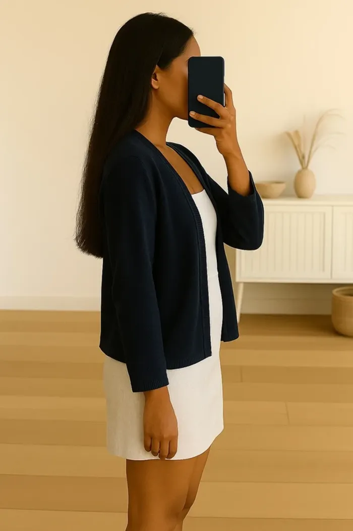 Gilet cardigan en maille marine Camaieu - photo numéro 2