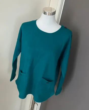 Armand Thierry, pull bleu canard femme  taille 3/40