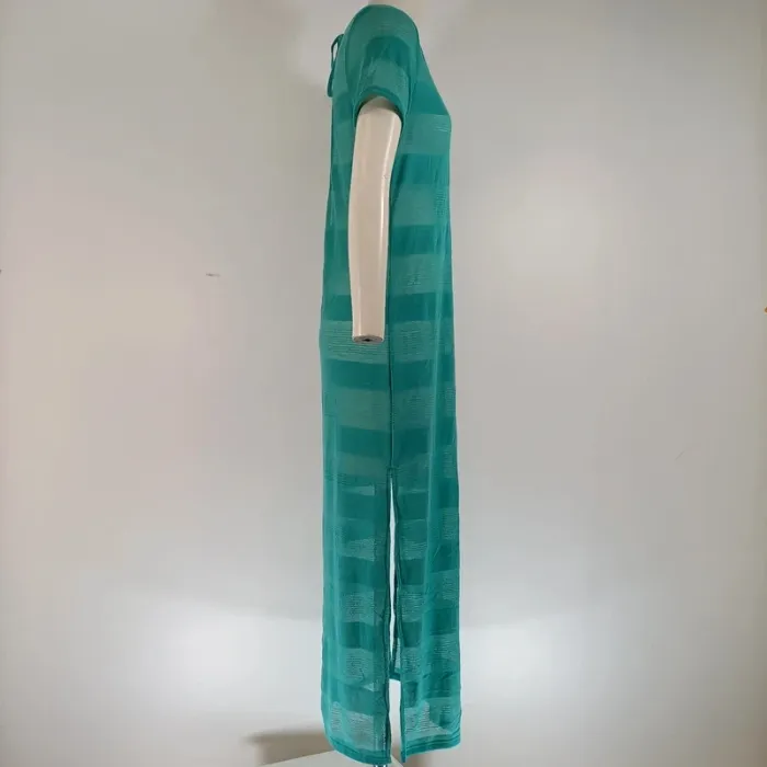 Robe longue bleue turquoise verte ajourée avec dos nu - robe de plage Taille 38 - A135 - photo numéro 5