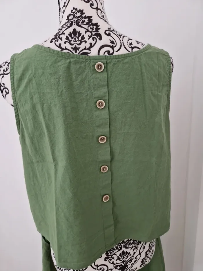 Ensemble pantalon vert coton taille L - photo numéro 3