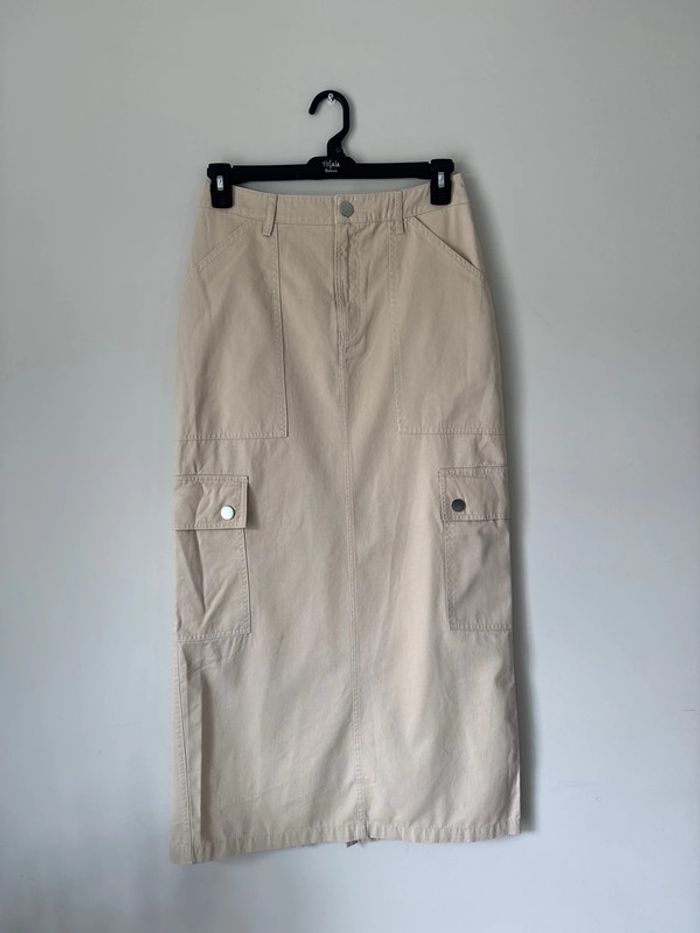 👗 jolie jupe beige effet jeans - pimkie collection - neuf avec étiquette - taille 38