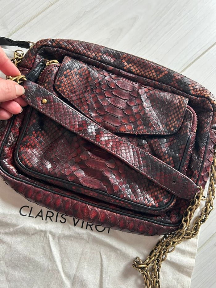 Sac Claris Virot Big Charly python Bordeaux - photo numéro 4