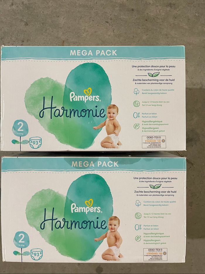 45€ les 186 couches Pampers Harmonie T2 (4 - 8 kg)