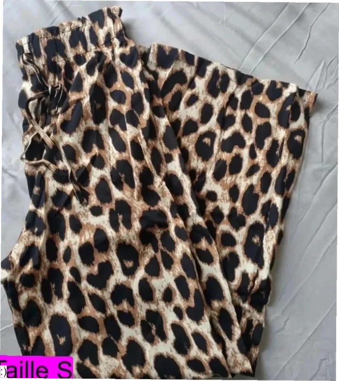 Pantalon Femme Fluide Imprimé Léopard Taille Élastique - Taille S Neuf Jamais Porté - photo numéro 4