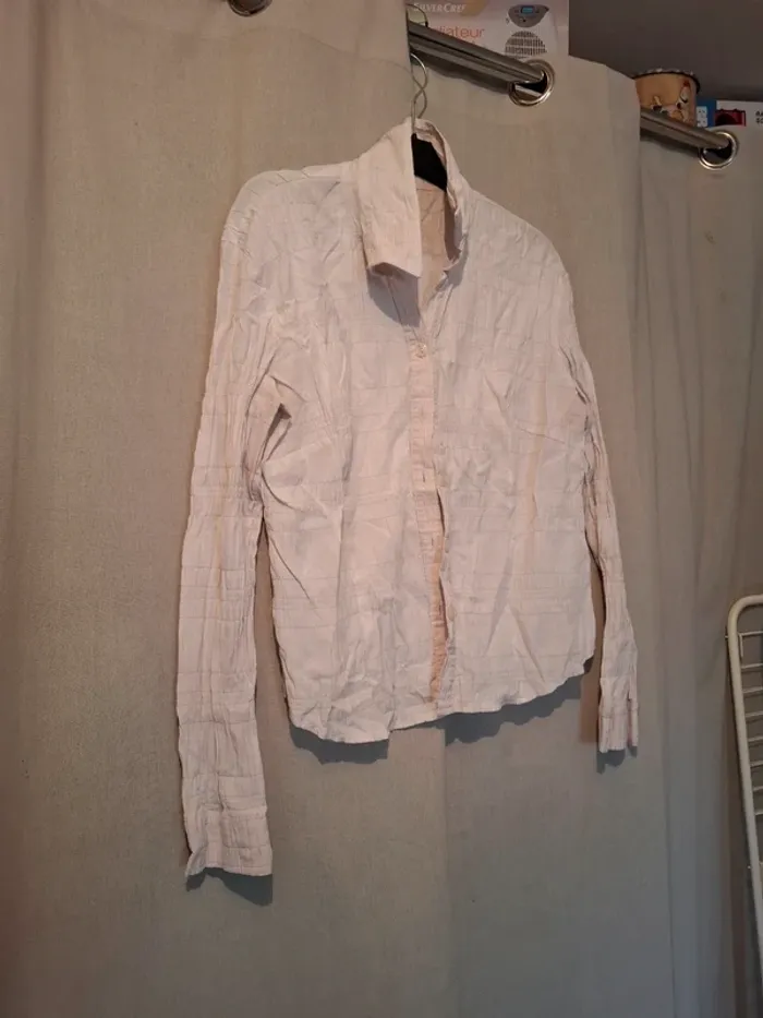 Magnifique chemisier femme blanc élégant effet froisser
