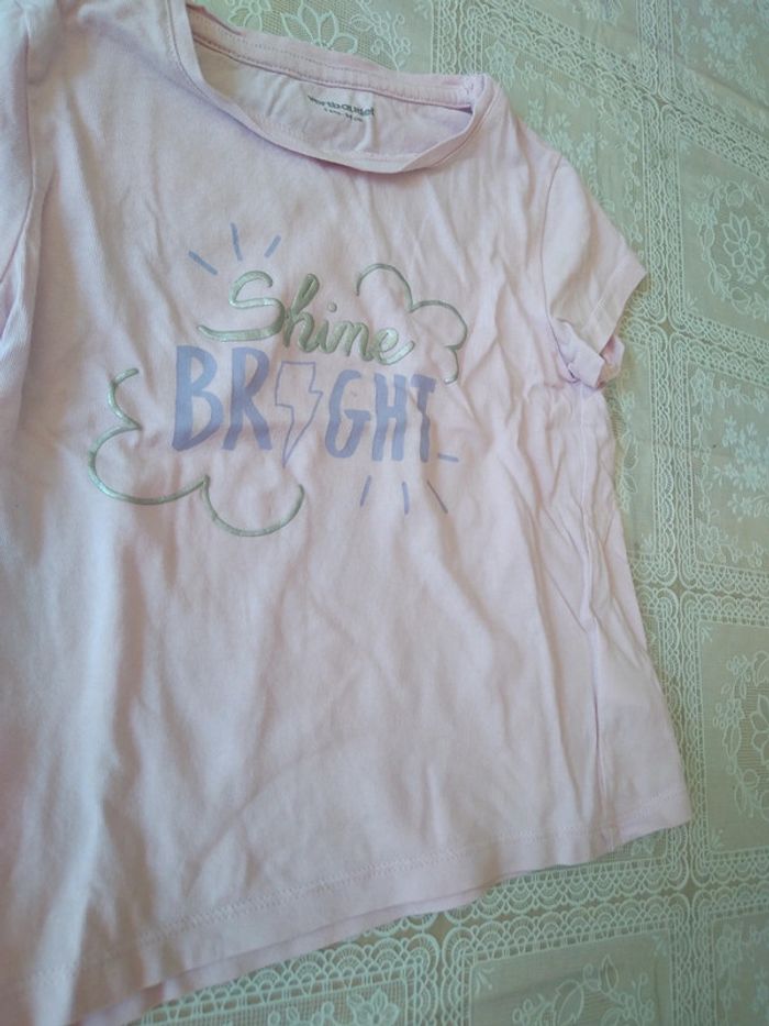 Tee-shirt rose clair Shine Bright 3 ans - photo numéro 2
