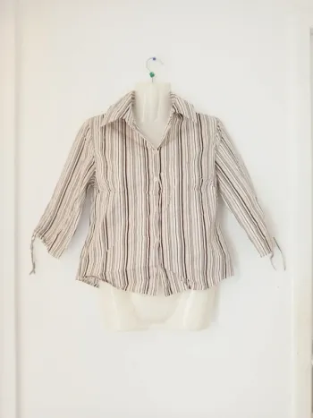 Chemise manches longues à rayures femme