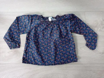 Blouse fille motif fleuri manches longues Obaïbi 4 ans