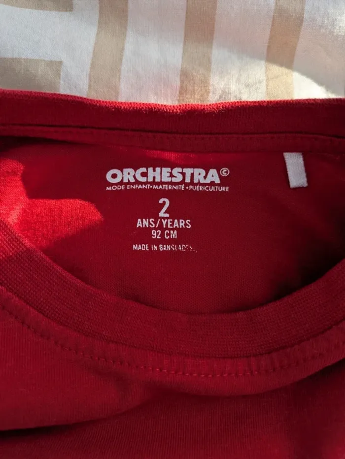 T-shirt Manches Longues Rouge - Orchestra - 2 Ans (92 cm) - 100% Coton - photo numéro 3