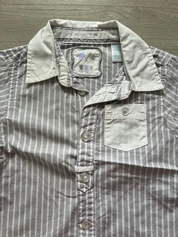 Chemise à rayures verticales blanc/gris 6 mois