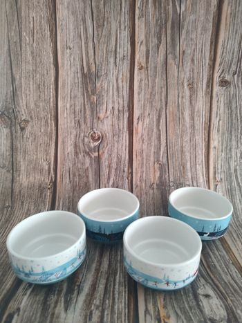 Lot de 4 bols signés Françoise Saget, collection thème hiver ❄️.