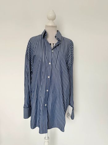 Chemise Zara S rayures camisa bleu blouse fluide Camicia Overhemd folder Blusa Camicetta haut manche