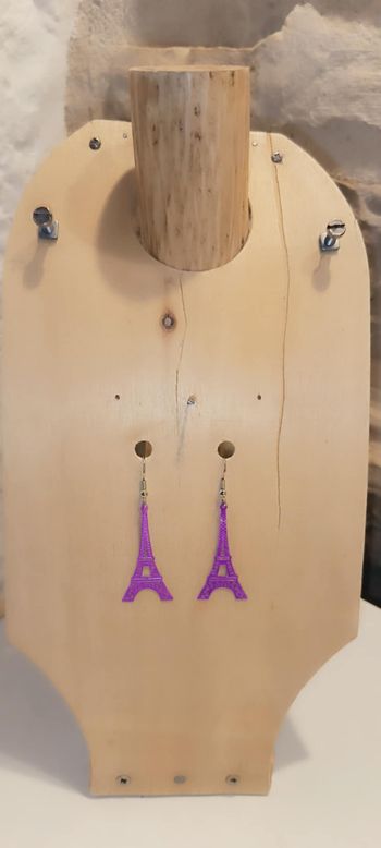boucles d'oreilles fantaisie n48 tour eiffel violettes