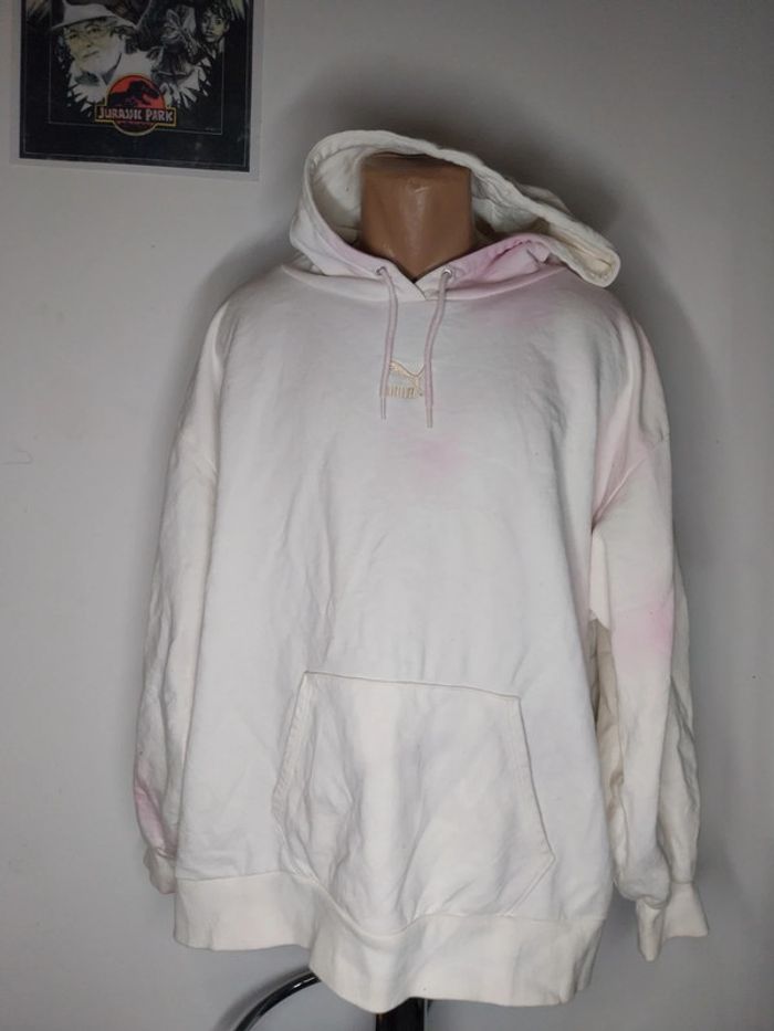 Pull puma blanc et rose XL en très bon état