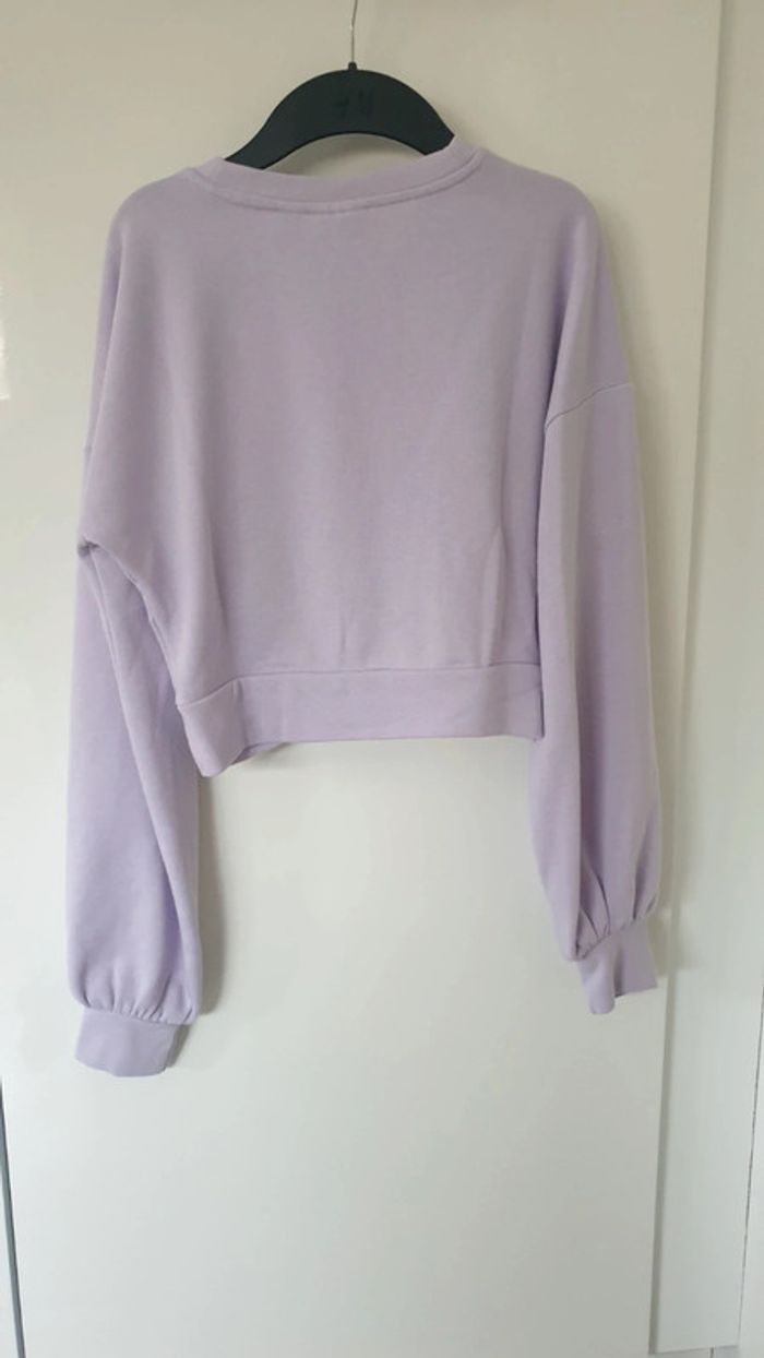 Sweat-shirt crop top lilas, taille XS, Noisy May - photo numéro 3