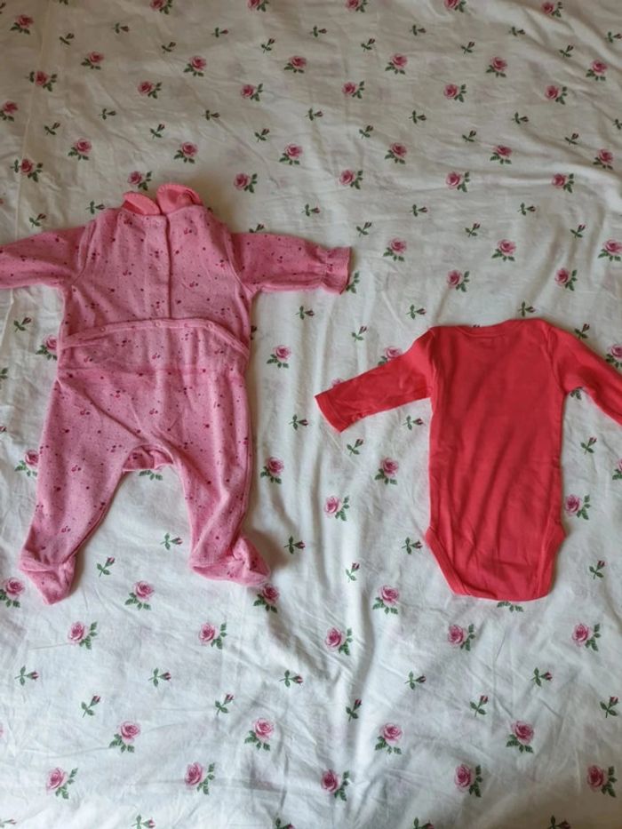 Lot bébé fille taille 3 mois pyjama grenouillère bodie rose - photo numéro 5