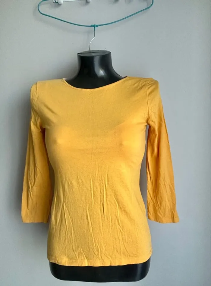 Kiabi haut jaune manches 3/4 femme S – regarder mesures et photos - photo numéro 2