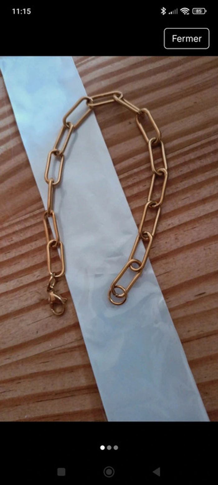 Bracelet trombone doré - photo numéro 3