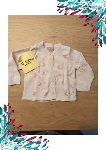 Gilet fille 6 mois. Rose avec lapins