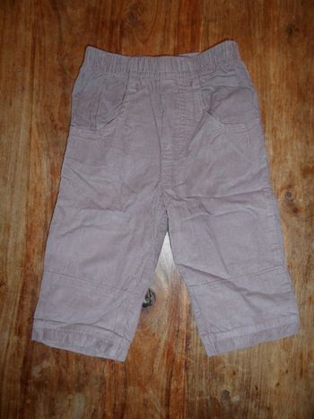 Pantalon velours ras parme fille, taille 12 mois (1 an)