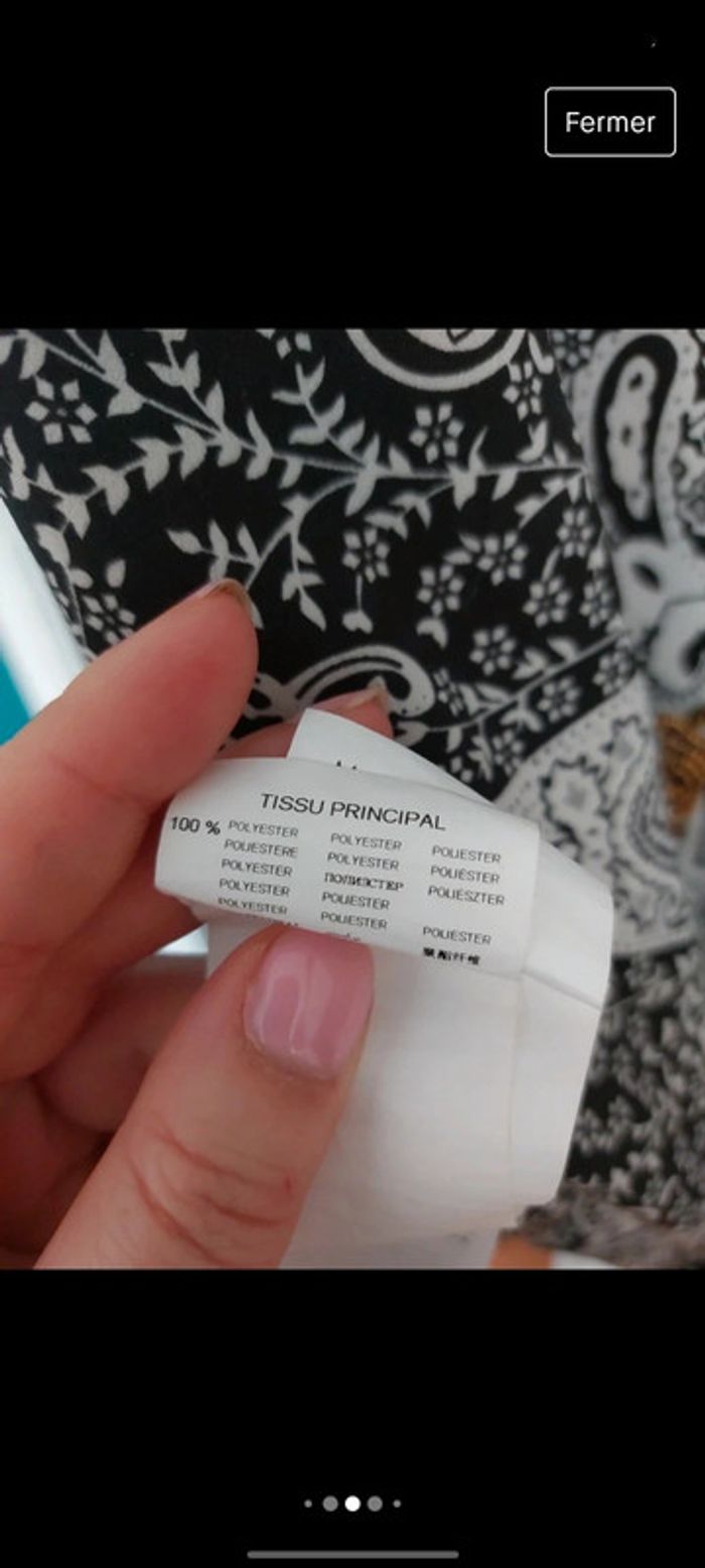 Tunique/blouse Promod taille 38/M blanche et noire avec perles très bon état - photo numéro 4