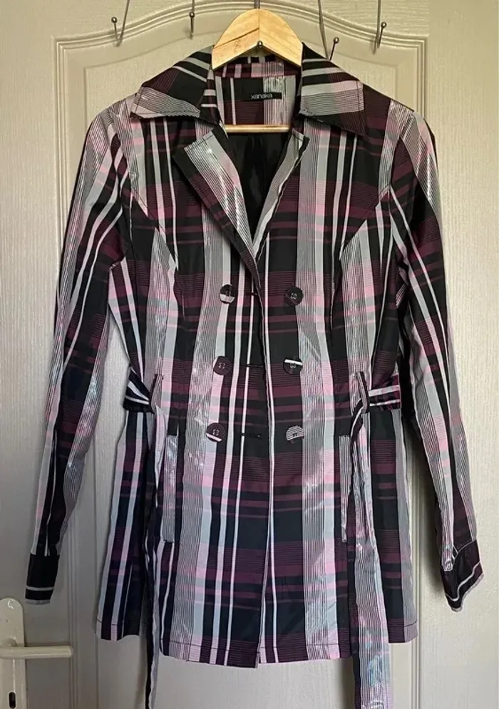 Trench à carreaux Taille 38 femme - photo numéro 2