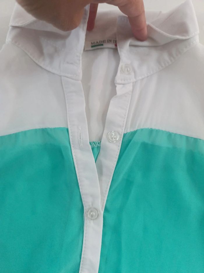 Top chemise nouée verte et blanche - photo numéro 3