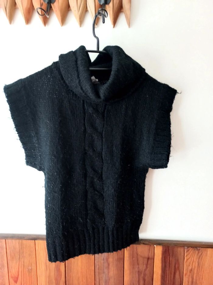 Pull sans manches col roulé noir - photo numéro 2