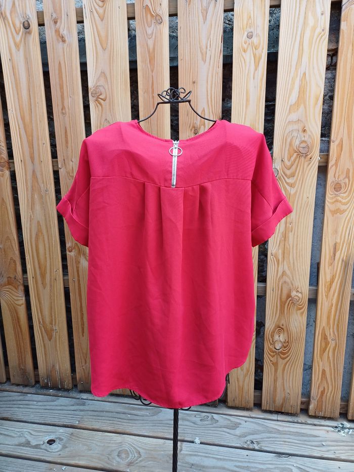 Jolie blouse à manches courtes rouge élégant Stradivarius taille L - photo numéro 6