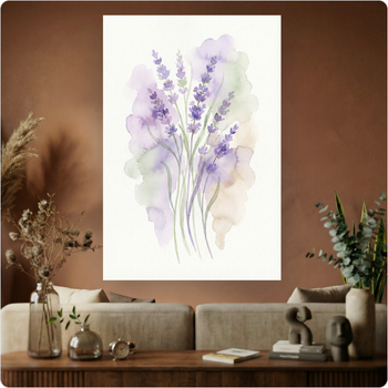 Affiche lavande aquarelle "Lavande Fleurie" poster déco murale nature A3 Sans cadre