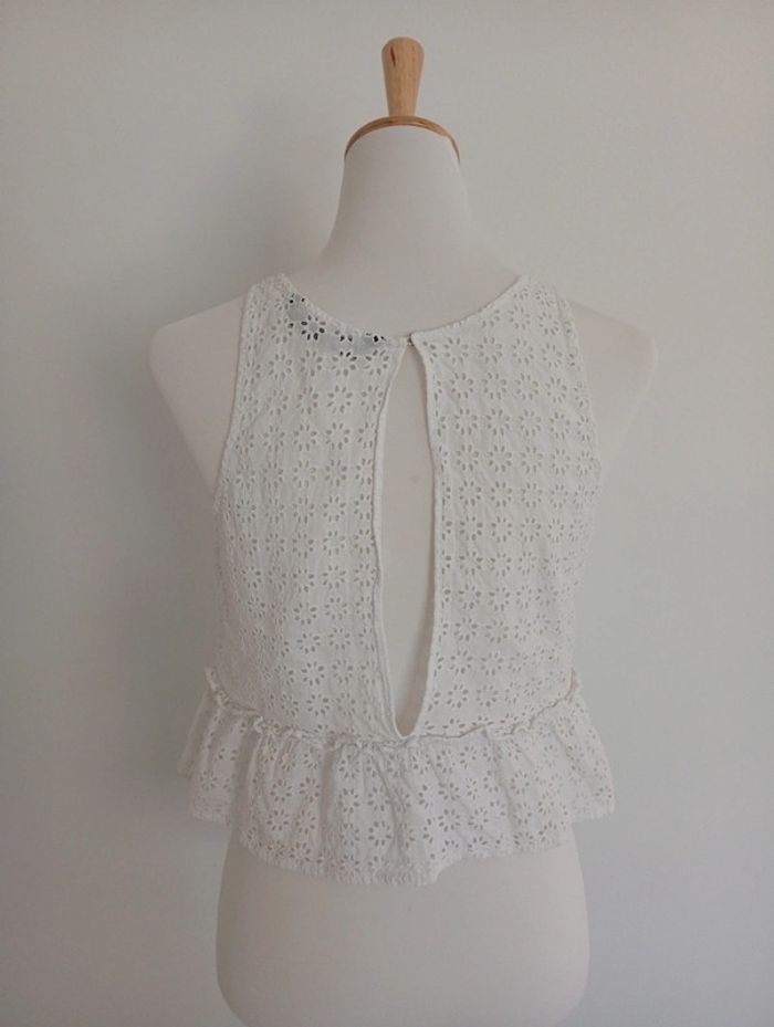 Débardeur broderie blanc Zara taille M - photo numéro 2