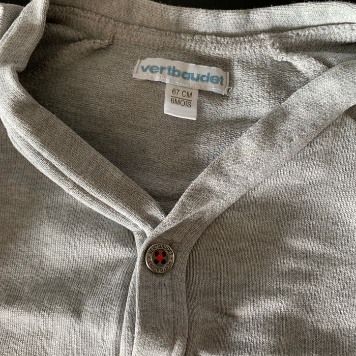 Lot 2 gilets 6 mois gris & rayures - photo numéro 3