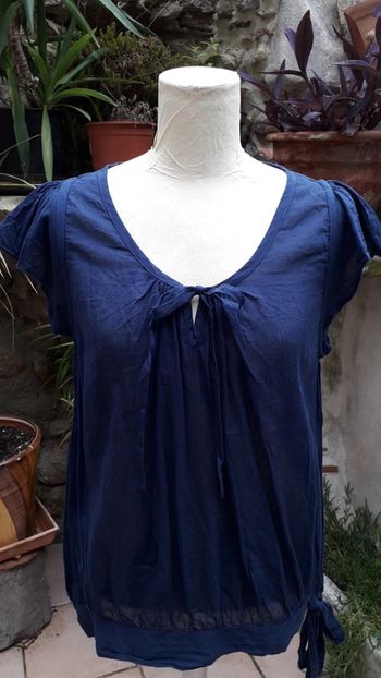Tunique blouse coton tout léger bleu marine