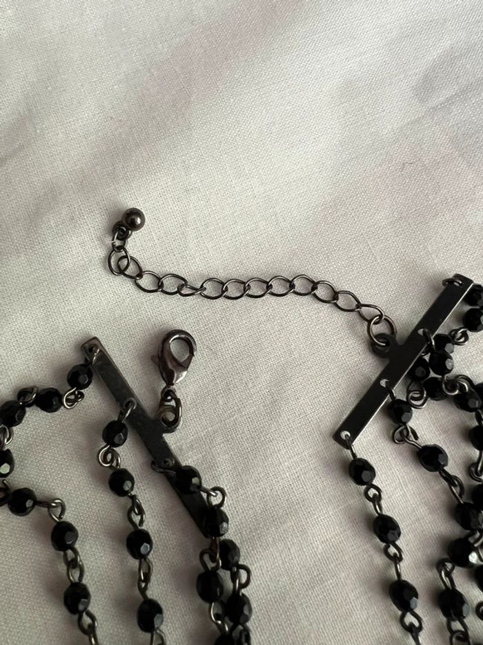 Collier multi chaines croix perles noires Baroque Victorian Goth - photo numéro 5