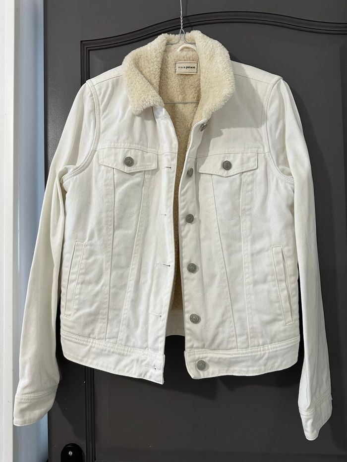 veste en jeans fourrée  blanche - photo numéro 3