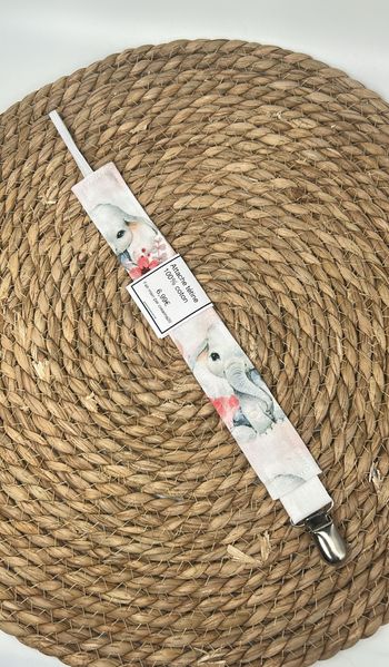 Attache tétine éléphant rose fait main