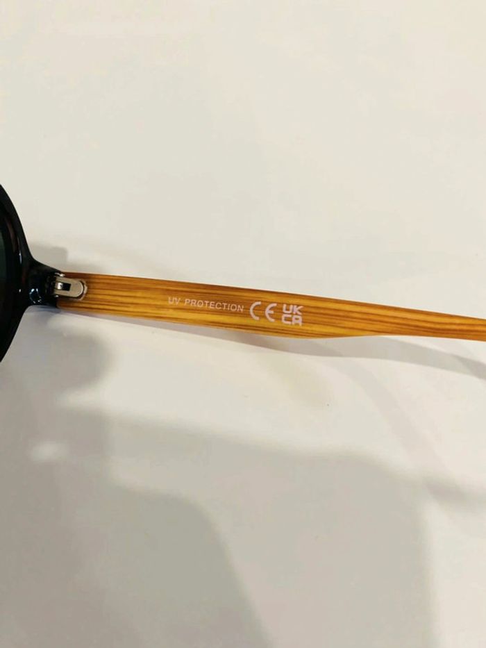 Lunette de soleil mixte ronde façon marron tigré bras effet bois taille moyenne - photo numéro 6