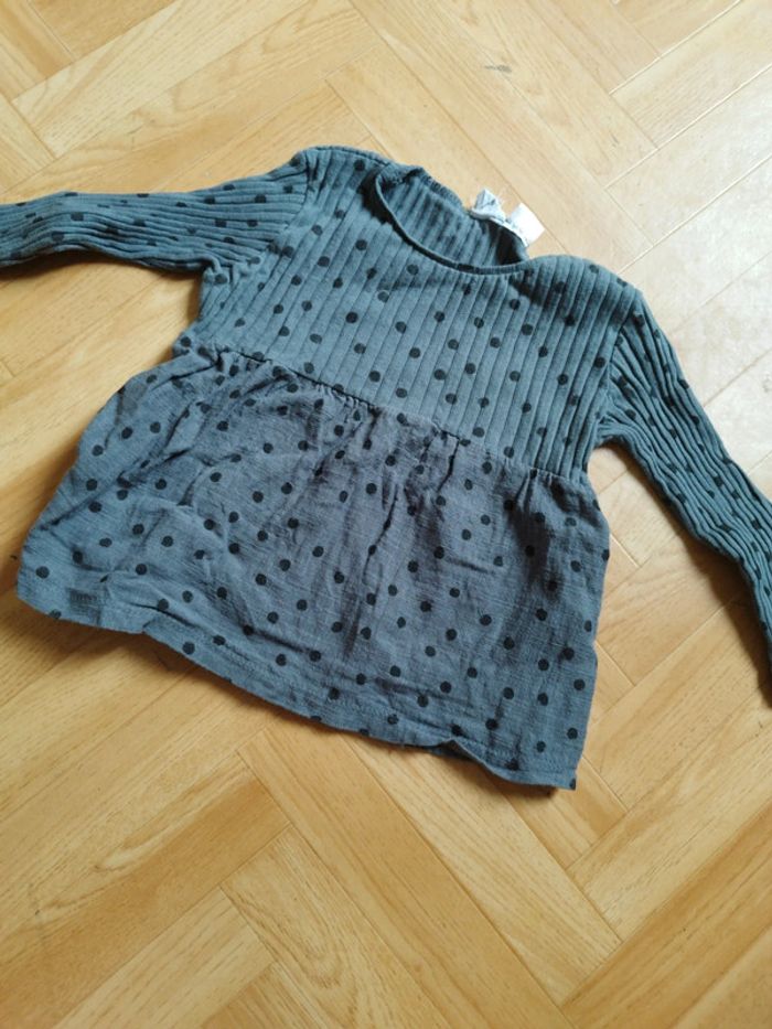Haut fille Zara gris a pois noir 18-24 mois