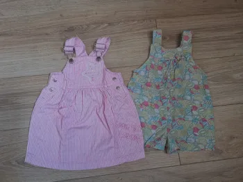 Lot de 2 salopettes fille été 1 an